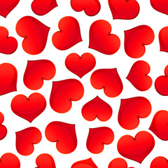 Poster - Red hearts pattern on white background