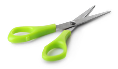 Poster - Green scissors isolated on white background