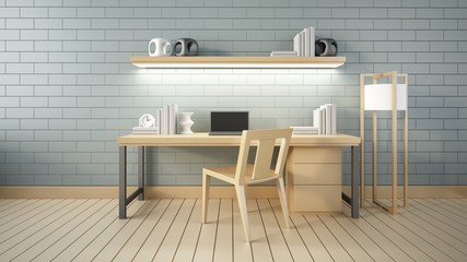 Wall Mural - Modern interior Working room and office 3d render