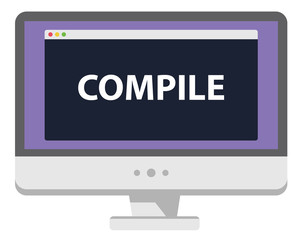 Poster - Vector illustration computer screen showing compile heading