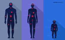 Man, Woman, Child, Pain Points. Vector Medical Infographics