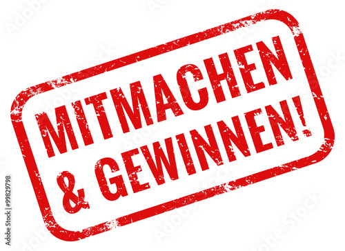 Fotografía Mitmachen und Gewinnen Stempel rot grunge