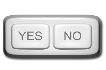 Close-up of Yes and No white buttons