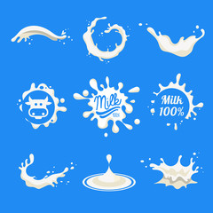 Poster - milk logo and labels designs with lettering