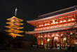 The famous Sensoji Temple at night in Tokyo, Japan