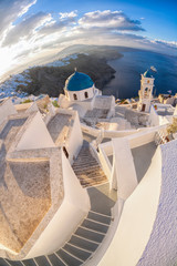 Santorini island with dome in Greece