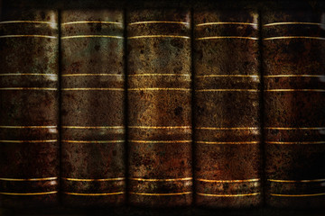 Wall Mural - vintage brown background old books on the shelf