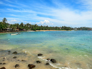 Wall Mural - Mirissa bay with rocks, greens and ocean waves, Sri Lanka