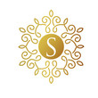 letter S with elegant gold frame vector design