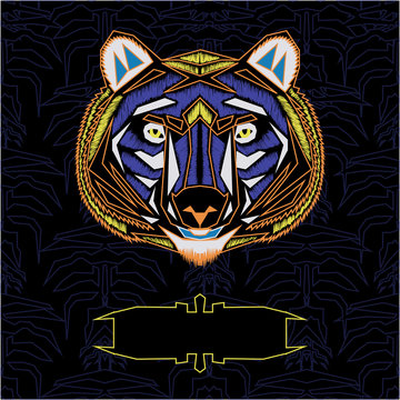 Geometric  colorful front bear template