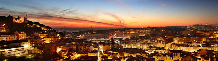 Fototapete - Lisbon colorful skyline, Portugal