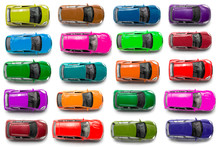 Top View On Colorful Car Toys