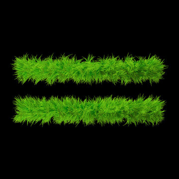 Conceptual green grass 3D font isoalted on black