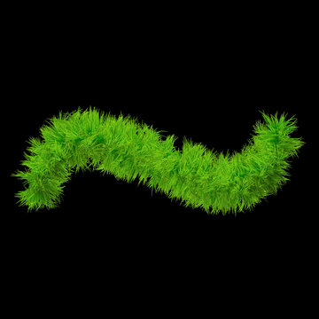 Conceptual green grass 3D font isoalted on black