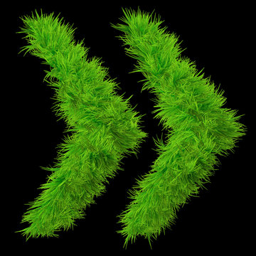Conceptual green grass 3D font isoalted on black