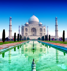Fototapete - Taj Mahal in Agra, India. World wonders landmark