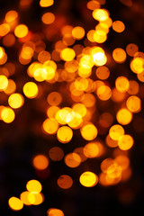 Canvas Print - Golden Christmas lights, close up