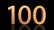 100 Anniversary, number one hundred in gold isolated on black background