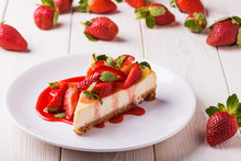 Delicious Homemade Cheesecake With Strawberries