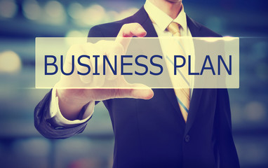 Poster - Business man holding Business Plan