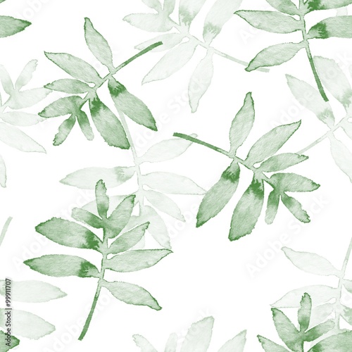 Cotton fabric Branches. Watercolor background. Seamless pattern 1