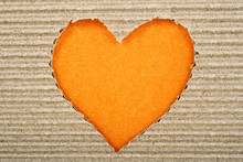 Orange Heart Cut From Corrugated Cardboard