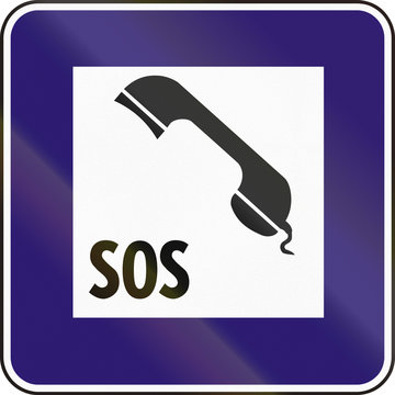 Road sign used in Slovakia - Emergency telephone