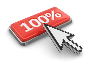 Fototapete - Cursor and button 100%. Image with clipping path