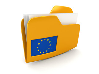 Poster - folder and lists with European union Flag. Image with clipping path