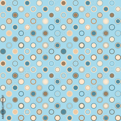 Nowoczesny obraz na płótnie Vector seamless pattern. Consists of geometric elements arranged on blue background.The elements have round shape and different color.