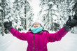 © Louis-Photo - Little Girl Playing with Snow Outdoors in Winter