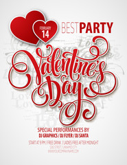 Wall Mural - Valentines Day Party Flyer. Vector illustration