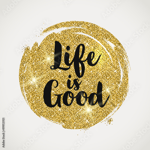 Fototapeta Optimistic quote on a glitter golden background - vector illustration