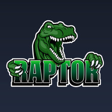Raptor Mascot,cartoon Raptor ,dinosaur Illustration ,