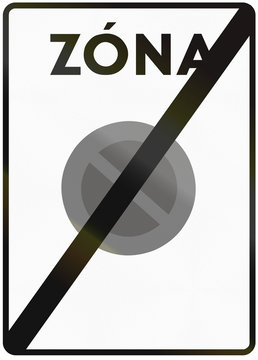 Road sign used in Italy - End of a no-parking zone. Zona means zone