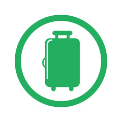 Flat green Luggage icon and green circle