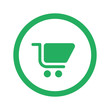 Flat green Shopping Cart icon and green circle