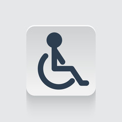 Wall Mural - Flat black Wheel Chair icon on rounded square web button
