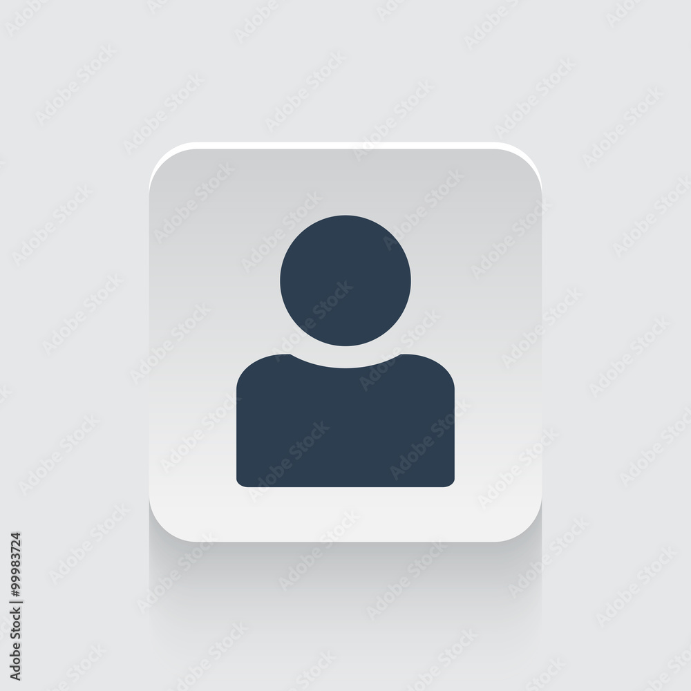 Flat black Profile icon on rounded square web button