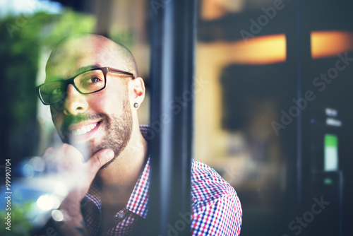 Fotografie, Obraz Man Positive Thinking Inspiration Ideas Mind Concept