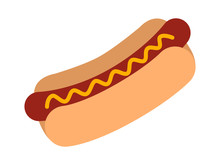 Hotdog / Hot Dog With Mustard Flat Color Icon For Food Apps And Websites