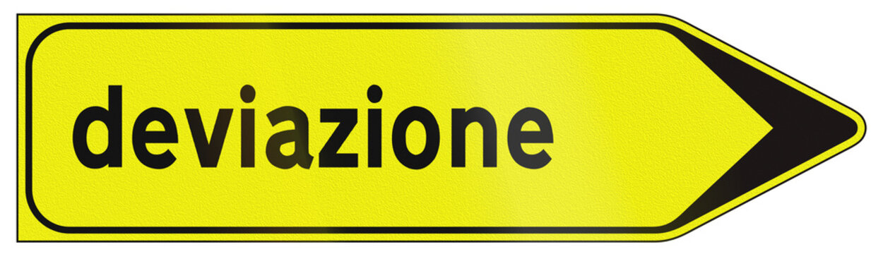 Road sign used in Italy - detour signpost