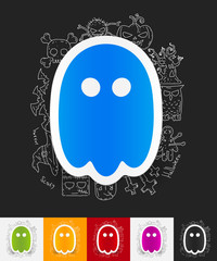 Poster - ghost paper sticker with hand drawn elements