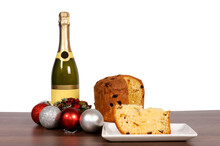 Champagne And Cake Isolated