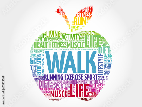 Photographie WALK apple word cloud, health concept