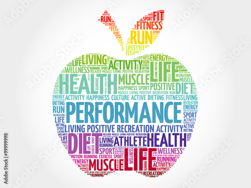 PERFORMANCE apple word cloud, health concept Tableau sur Toile