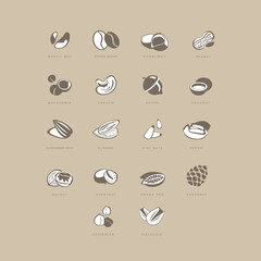 Poster - Nuts Icon Set. Vector Illustartion