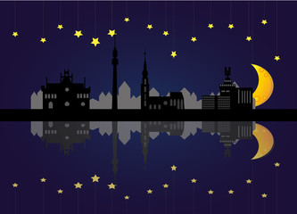 Sticker - dortmund skyline night