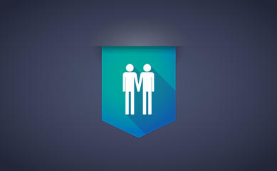 Poster - Long shadow ribbon icon with a gay couple pictogram