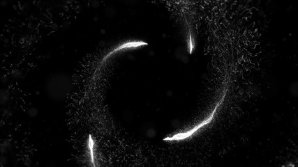Poster - loopable camera flying throught the abstract spiral twisted particle background